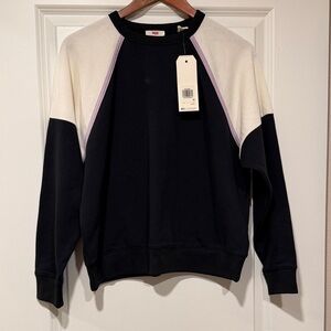 Levi's Black and Cream Sweatshirt with Purple Trim